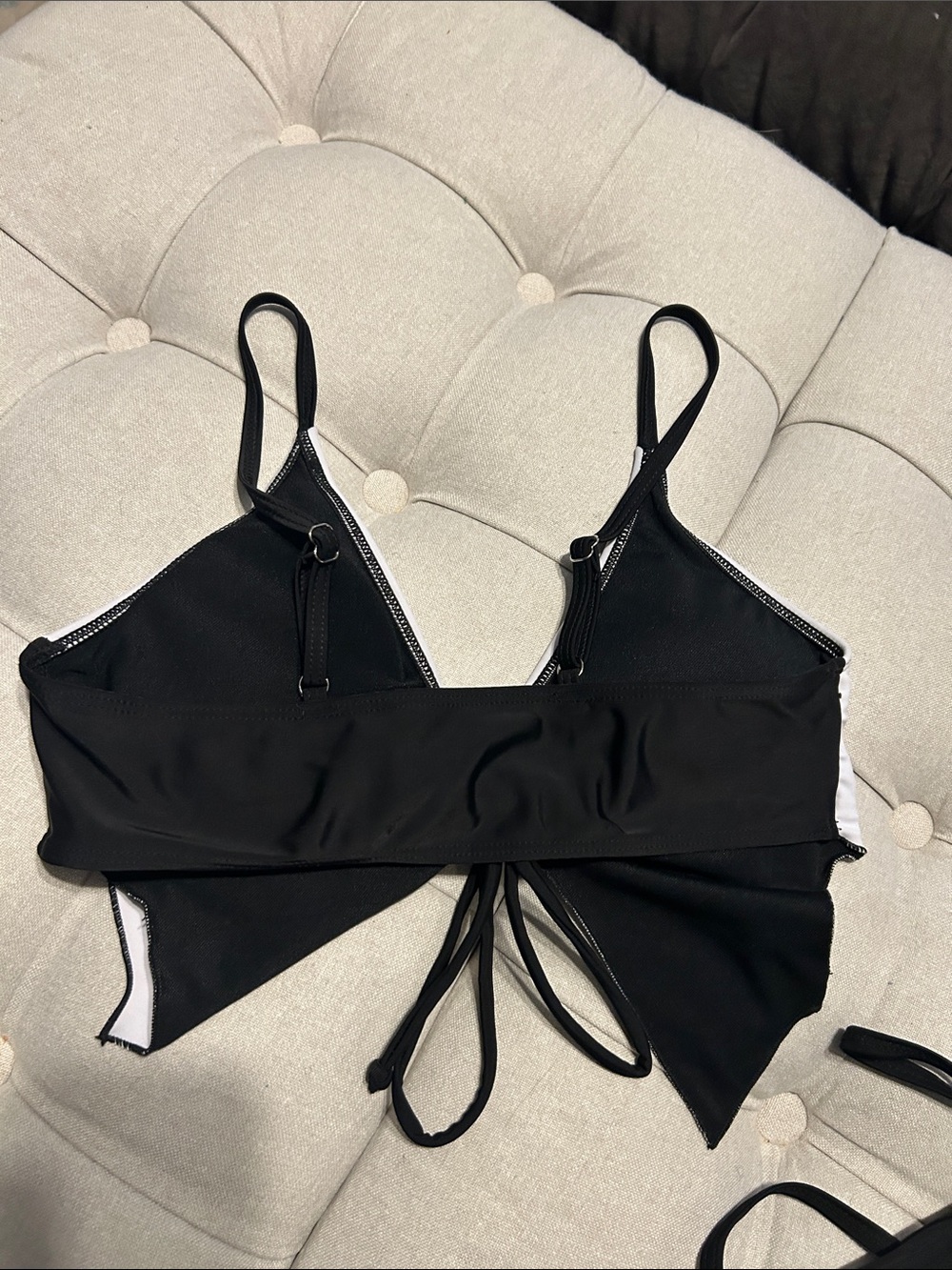Black & White Butterfly Tie-Front Bikini Set - Women's Swim - Picture 5 of 8